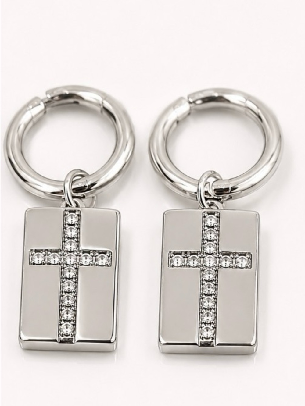 Plunder Silver Tone Cross Hoop Earrings